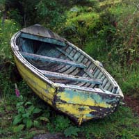 Old row boat at Chilcon landing site