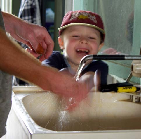 Matt and Andy washing up