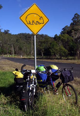 Wombat sign and bikes