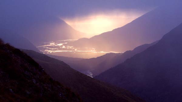 Braided river sunset