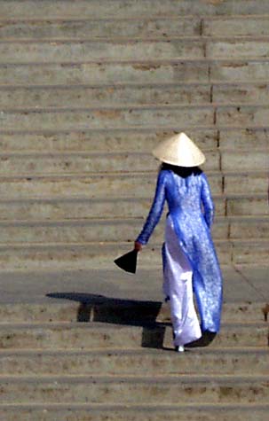 Elegant lady near Dalat market