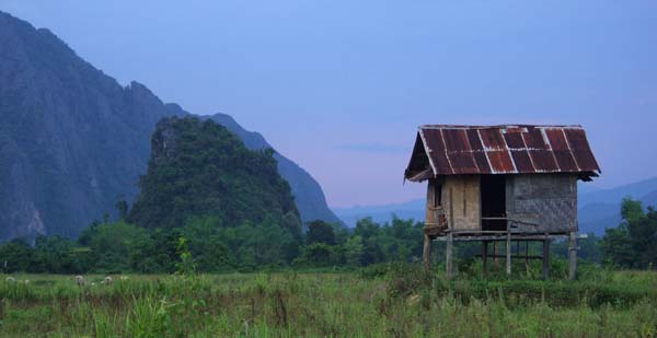 Farm field sun shelter, Vang Vieng