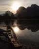 Sunset over an empty boat