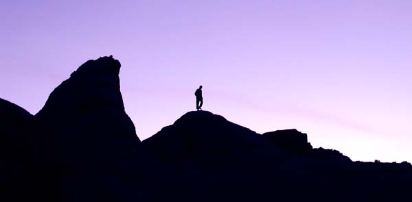 Hiking after sunset meditation