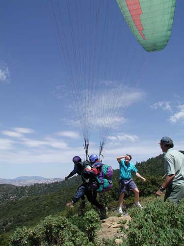 Tom Truax launching tandem at Pine Mountain