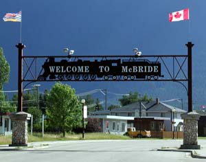 McBride entrance against the blue of the mountains