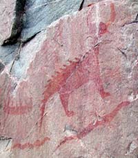 Petroglyph of Lake Superior's weather monster
