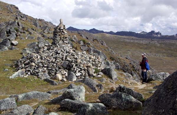 Giant cairn at top of pass Giant cairn at top of pass