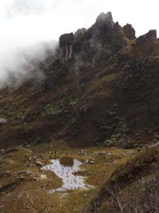 View of pond from Inca Wasi with reflected pillar