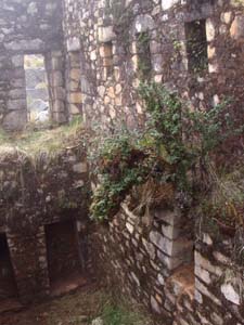 Looking down to the first floor on the back side View to first floor of the back half of Inca Wasi (eastern)