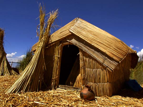 Floating island Uros house