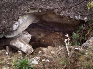 Picture of the inside of the cave, ruined by huaqueros / treasure hunters