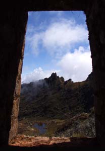 View of the reflection through the front left window of Inca Wasi