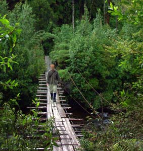 Rio La Junta swinging bridge